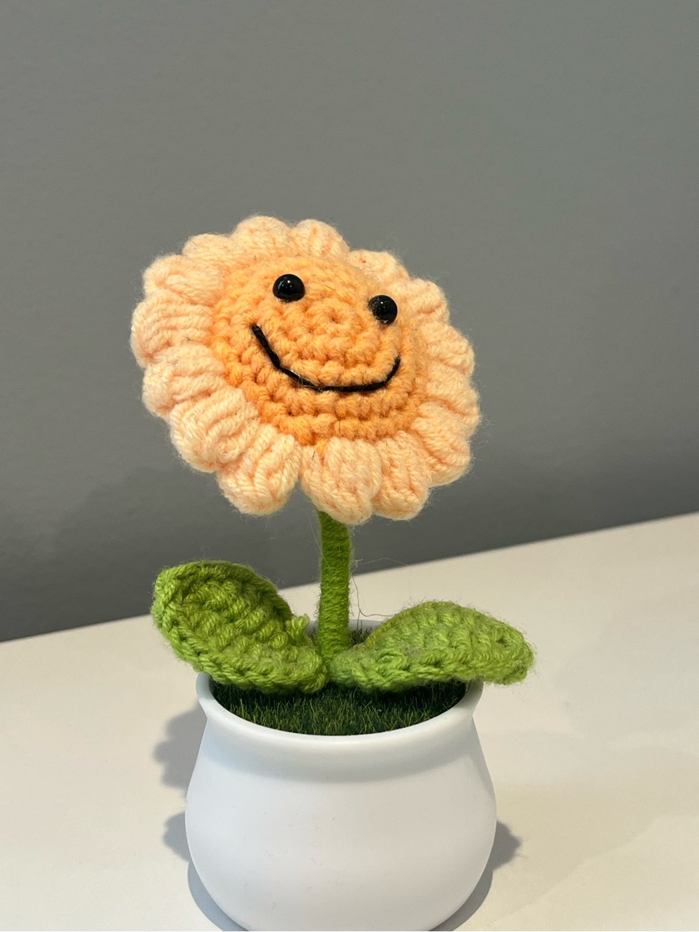 handmade sunflower smiley crochet plant - home accents